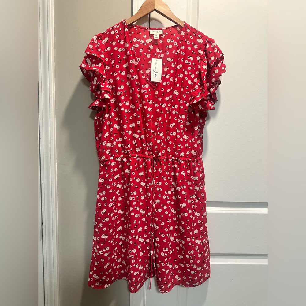 Maison Jules NWT red floral‎ dress XXL